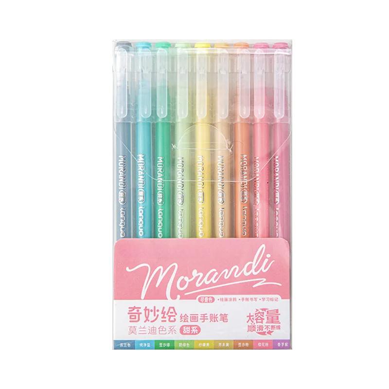 9 цветов, гелевая ручка-хайлайтер для детей, ручка для граффити для скрапбукинга, 0,5 мм, красочные канцелярские принадлежности, ручка для журналов, принадлежности для рисования и письма