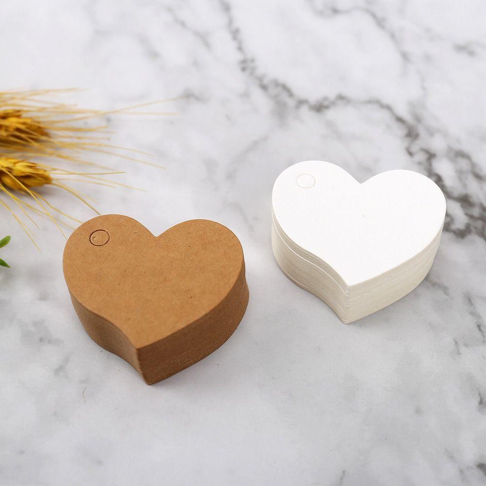 100 шт. подвесных бумажных бирок в форме сердца из крафт-бумаги, бирки в форме сердца, украшение для вечеринки ко Дню святого Валентина