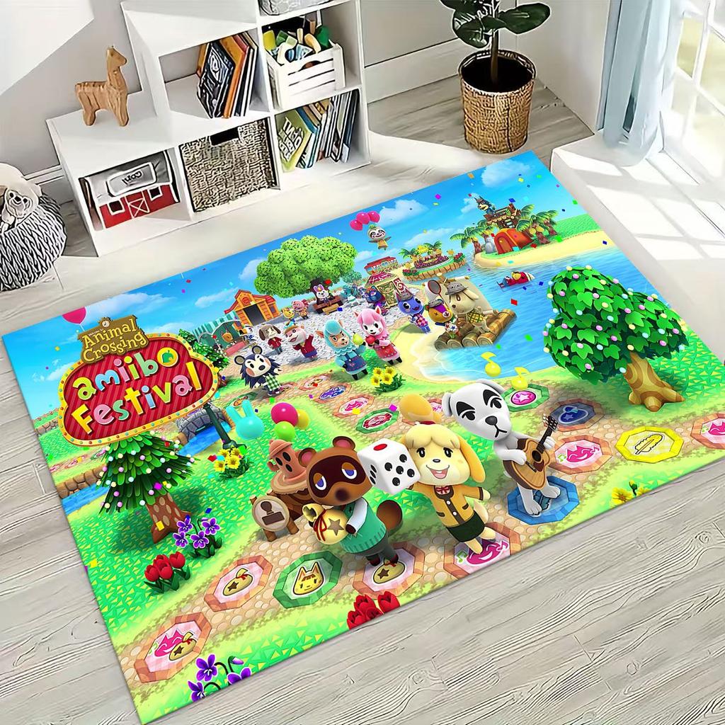 Игровой ковер с мультяшным рисунком Animal Crossing Wild World для спальни, гостиной, дивана, домашний коврик для двери, декор, большой детский игровой нескользящий коврик для пола