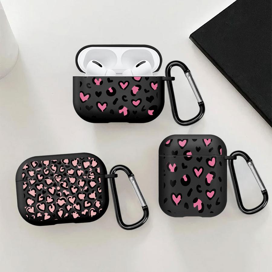 Чехол для наушников Чехол-обложка Для Airpods 2 3 4 Pro3 1 Pro Pro2 Леопард Сердце