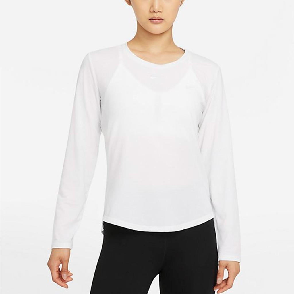Nike Дышащая футболка с длинными рукавами Pure Color для тренировок, женские топы, белые DD0621-100