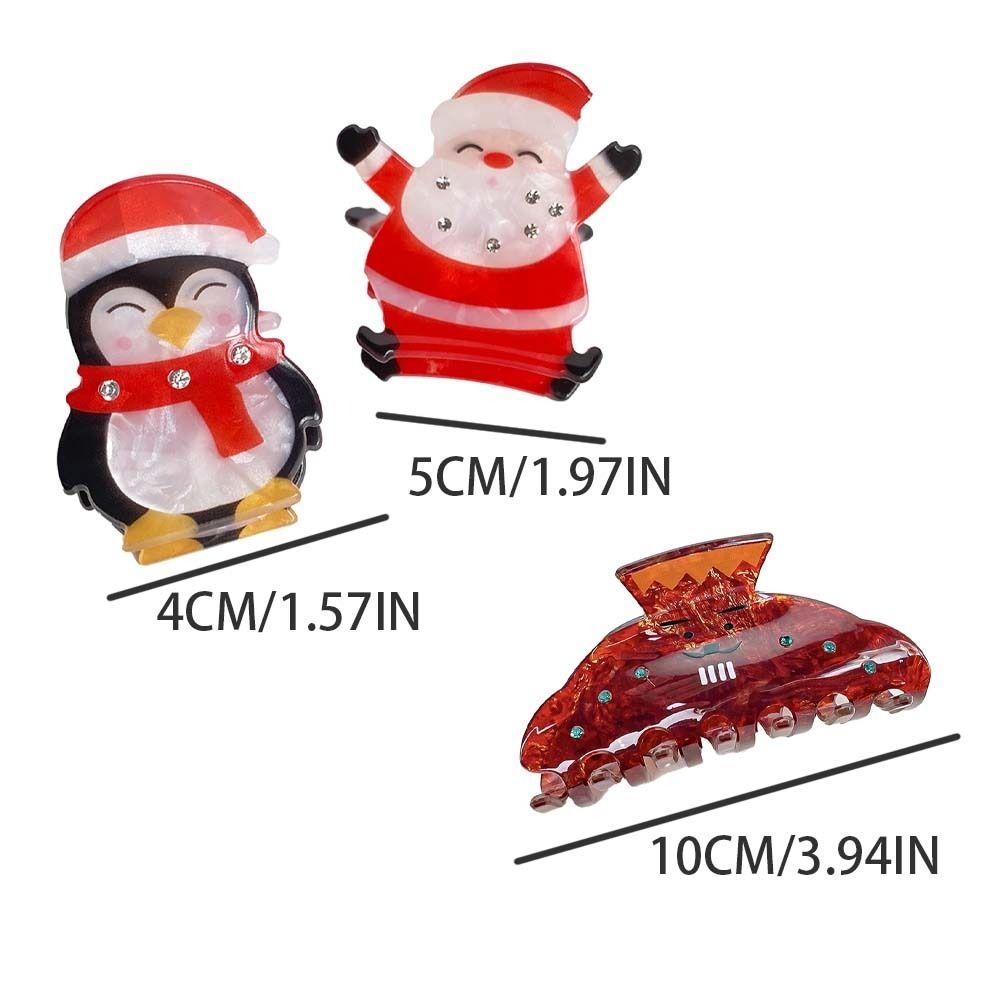 Penguin Christmas Elk Hair Claw PVC Snowman Hair Clip Cute Santa Claus Shark Clip Wash Face