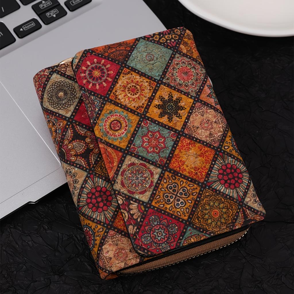 Ретро цветочный узор короткий кошелек этнический стиль клатч сумка для мобильного телефона складной кошелек для монет с отделениями для карт KTY