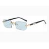 Trendy Rimless Rectangle Sunglasses Frameless Fashion Shades Punk Sunglasses Gradient Men Women UV400 Eyewear Driving