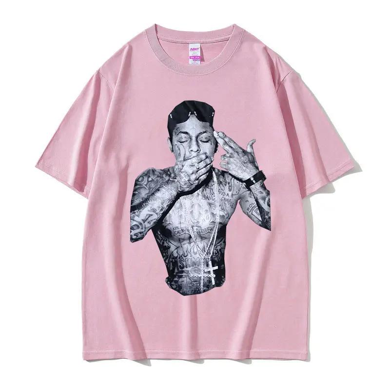 Футболка на заказ с принтом рэпера Lil Wayne Графическая футболка Унисекс Крутая Хип-хоп Готическая одежда Футболки Y2k Унисекс Ретро Оверсайз Хлопковая футболка