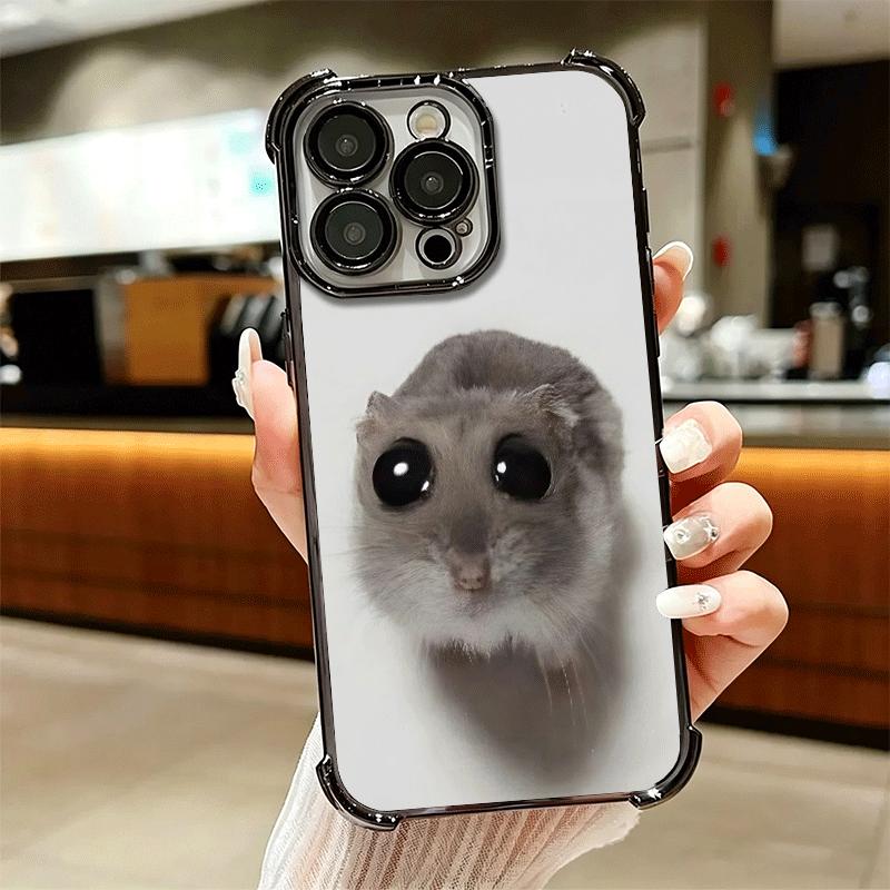 Смешной грустный хомяк Мем Покрытие Чехол для телефона Для iPhone 16 17 Pro Max Air 16E 14 15 Plus 12 13 Mini Противоударный Чехол-подушка безопасности