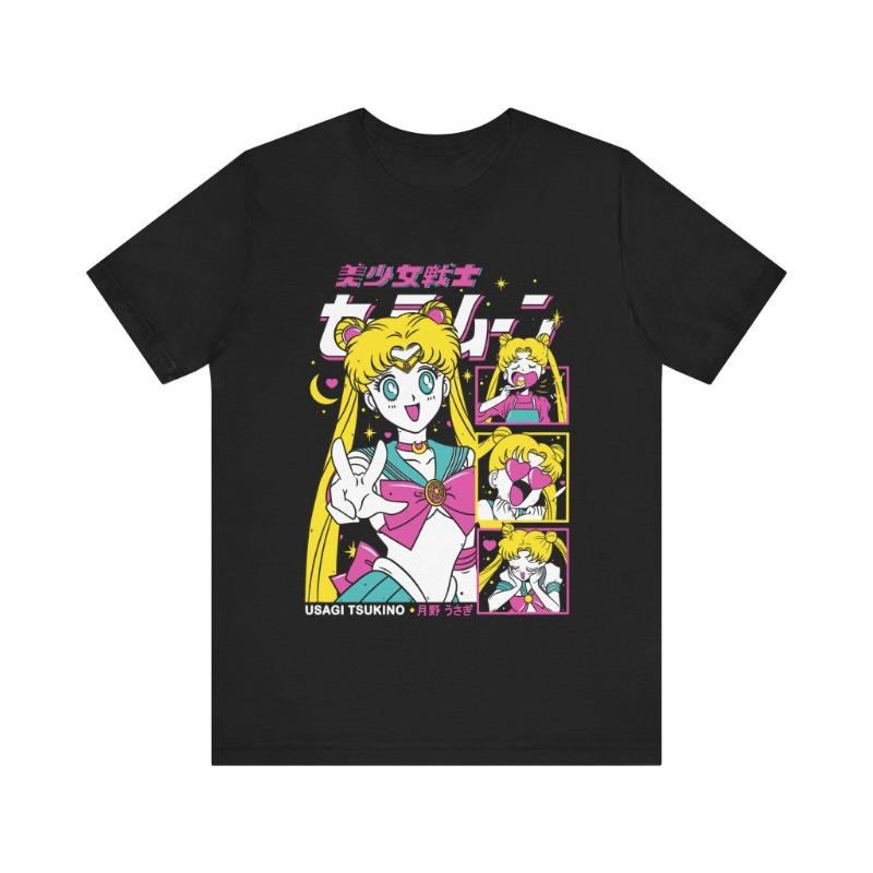 Sailor Moon Ретро 90-х Аниме Графическая Футболка Летняя Хлопковая Мужская Женская Футболка Уличная Одежда Повседневный Тренд Короткий Рукав Пара Хип-Хоп Топ