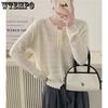 Spring Solid Color Sweater Top Thin Lace Round Neck Knitted Sweater for Women