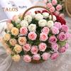 Artificial Rose Flower 10 Heads Decorative Smooth To Touch Beautiful Wedding Party No Watering Simulation Rose Party Supplies