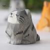 Деревянная резная фигурка кошки, ручная резьба по дереву, художественная статуэтка котенка, маленькая скульптура животного, украшение для домашнего офиса, рабочего стола, орнамент
