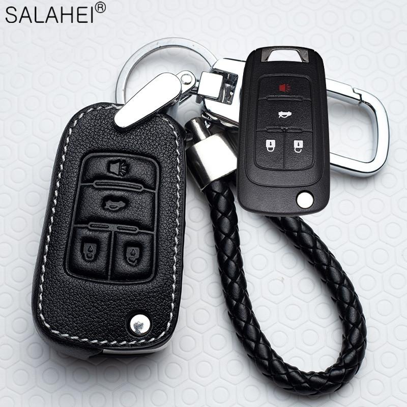 AABHI1 Leather Car Key Case Cover Fob For Chevrolet Cruze Aveo Trax Opel Astra Corsa Meriva Zafira Antara J Mokka Insignia For Buick