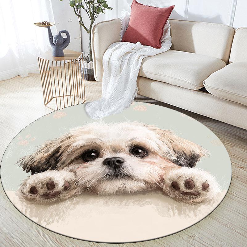 Shih Tzu pattern round rug,Carpet Rug for Living Room Bedroom Playroom ,Non-slip Floor Mat,Holiday Gifts and Birthday Gifts.