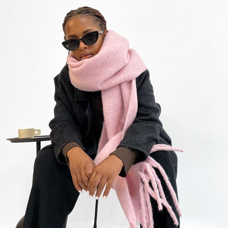 New Mohair Scarf Vacuum Packaging Women's Autumn and Winter Solid Color Warm Scarf