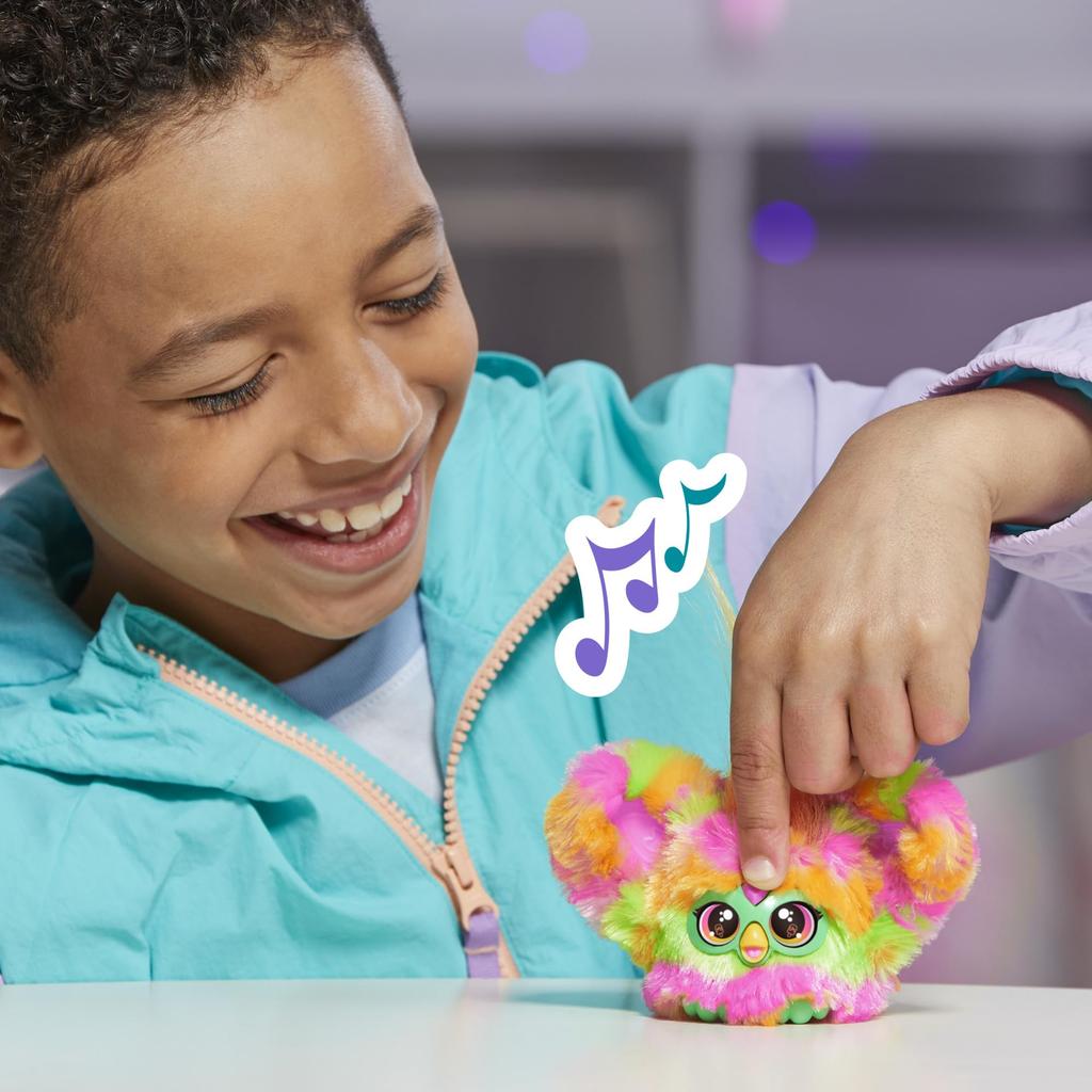 Furby Fur Bullets Party Mini Friend Over 45 Sounds, Furby Language, Electric Plush Toy, Ages 6+, Multicolor G0400 Genuine Product