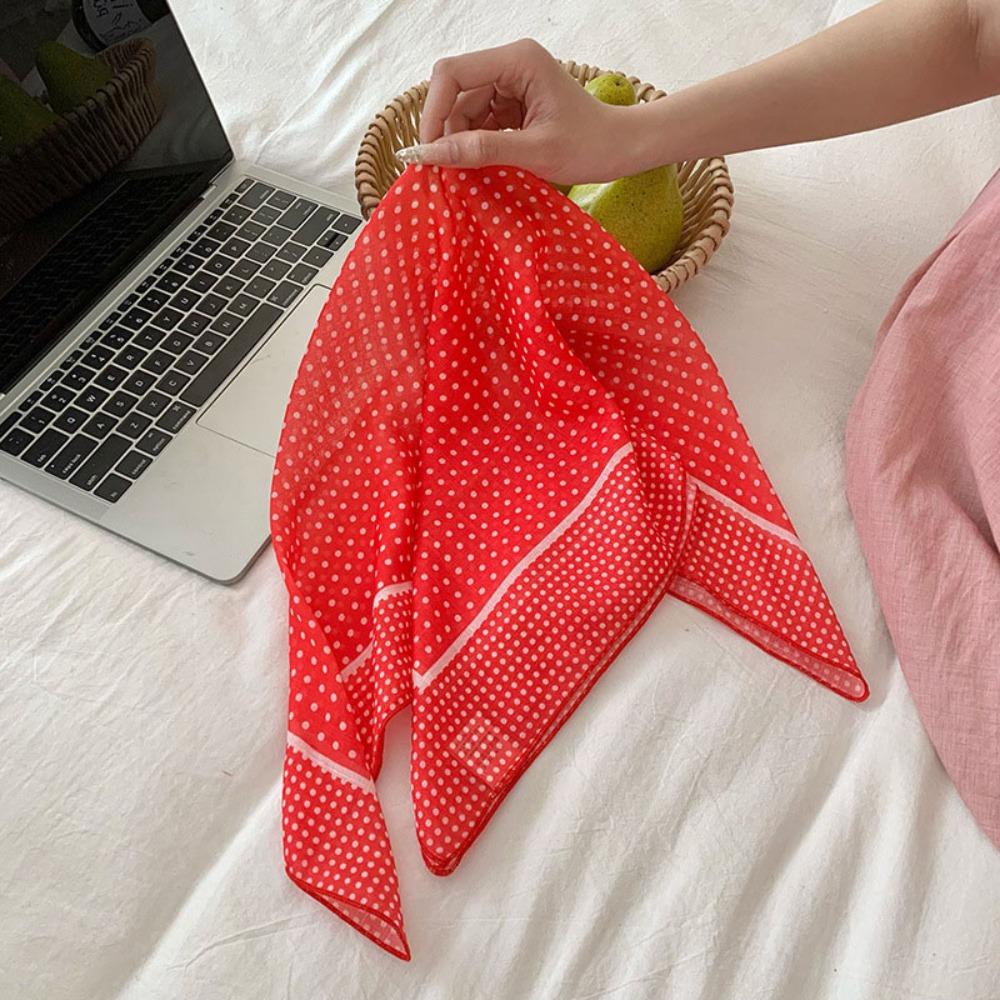 Sunscreen Small Square Scarf Neckerchief Headscarf Sweet Printed Silk Scarf  Girl
