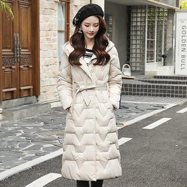 Women's Winter Long Wadded Jacket Female Plus Size Solid Color Hooded Cotton-padded Clothes Casual Loose Warm Down-filled Coats