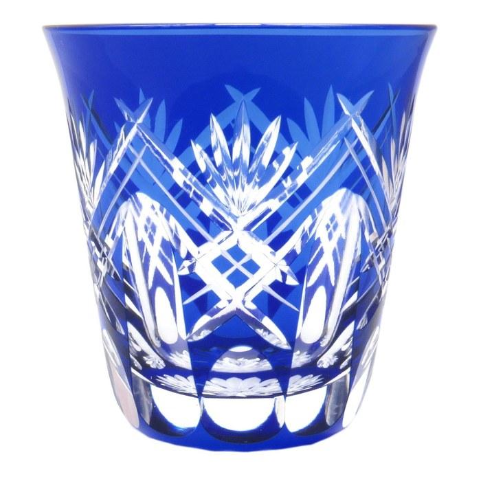 Sumida Edo Kiriko Edo Kiriko Glass Shochu Glass Tumbler (with Gift Box) Kasanekengayabari (Indigo) Approx. 290ml Made in Japan KY-44 Blue