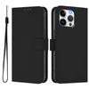 For iPhone 15 Pro Max Case Solid Color Wallet Leather Phone Cover with Strap