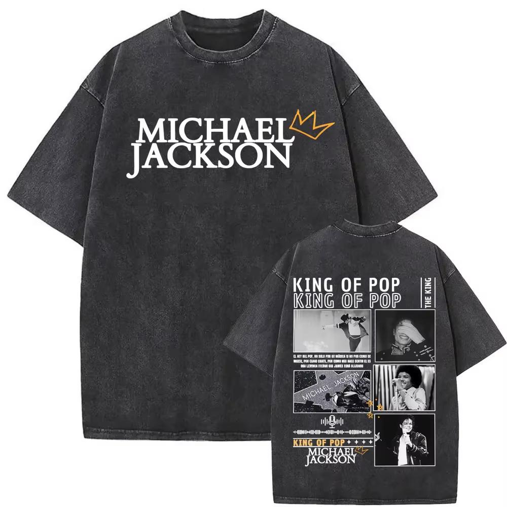 King of Pop Michael Jackson Bad World Tour T Shirts Men Women Casual Loose Oversized Tshirt Hip Hop S Vintage Washed Tshirts