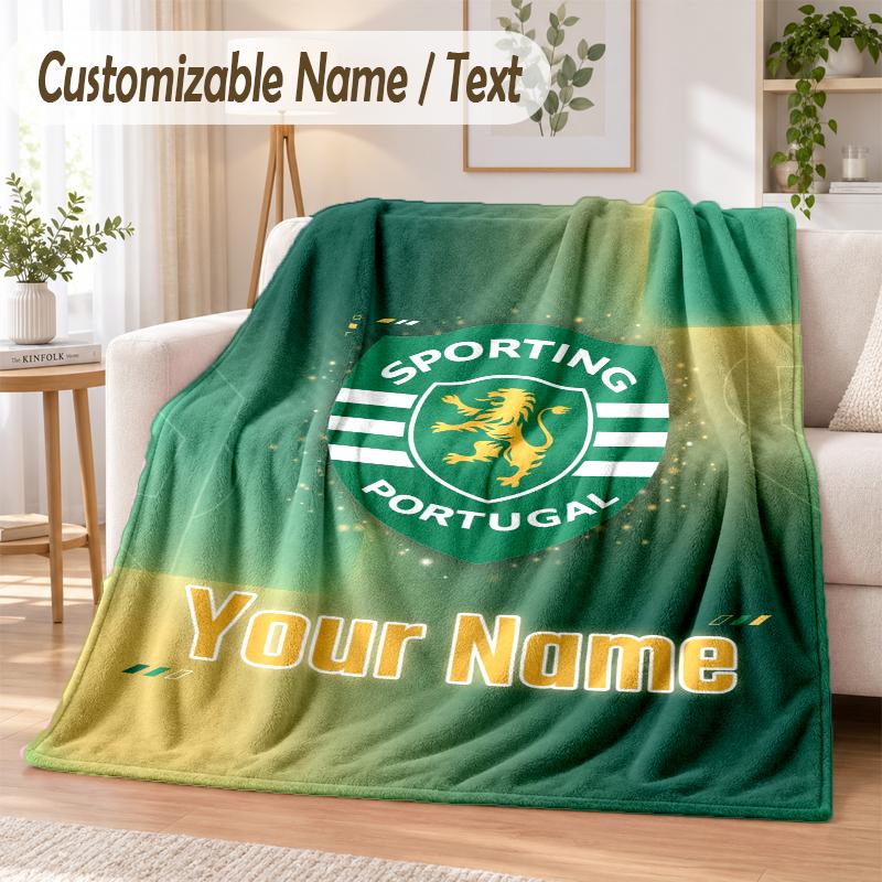 Custom Text Flannel Blanket Sporting CP Print Warm Cozy Blanket Home Sofa Bedding