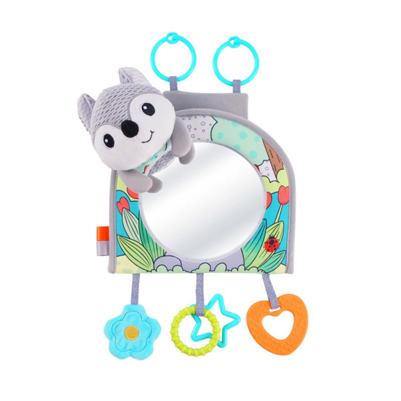 Детские подвесные игрушки с зеркалом, мультяшное животное, лиса, гусеница, коляска, автокресло, подвесная игрушка для