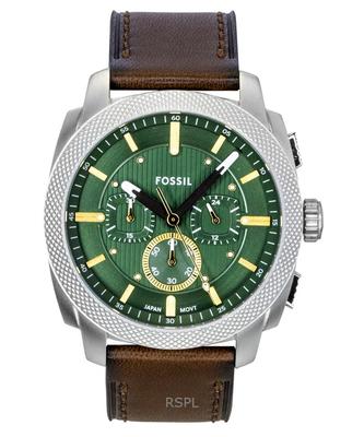 Мужские кварцевые часы Machine Chronograph с кожаным ремешком и зеленым циферблатом FS6100