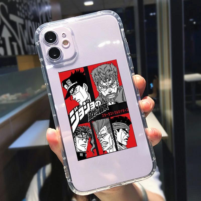 JAMULAR Чехол для телефона JoJo's Bizarre Adventure Прозрачный для iPhone 13 11 14 15 Pro 12 X XS MAX XR SE2 7 Plus Аниме Мягкий Чехол Coque