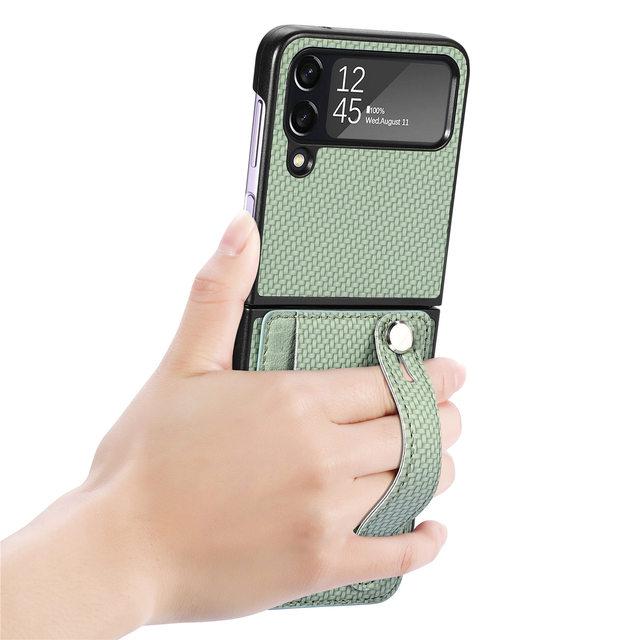 Чехол-кошелек из углеродного волокна с защитой от пыли для Samsung Galaxy Z Flip 4 5 5g Flip4 Flip3 Flip5 Flip 3 Zflip5 противоударный держатель для карт