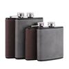 6/8oz Portable Hip Flask Brown Leather Covered Stainless Steel Flask for Alcohol Whiskey Flasks Man Gift