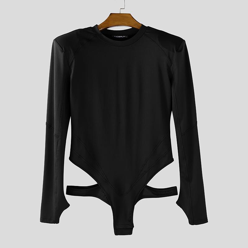 INCERUN Men Long Sleeve Cutout Fitted Briefs Bodysuits Jumpsuits Underwear Playsuits