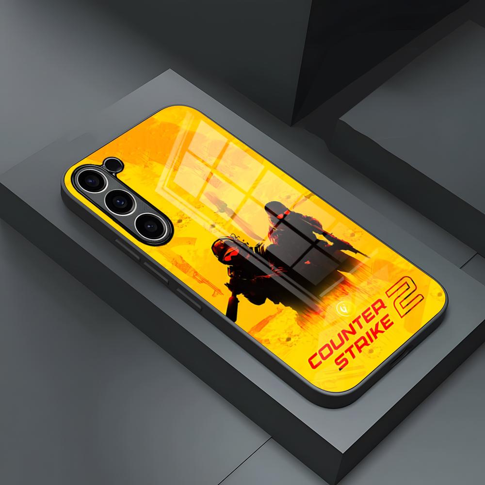 Чехол для телефона Counter-Strike CS2 Игровой для S24 Ultra Samsung S23 Fe S22 S20 S21 Plus Galaxy A54 A34 A24 A53 Note 20 Стеклянная крышка
