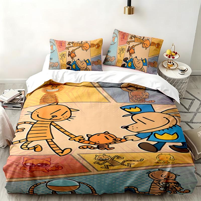 Dog Man 3pc set Perfect for bedroom use Comfortable bedding set includes a duvet cover and two pillowcases Ideal birthday or Christmas gift