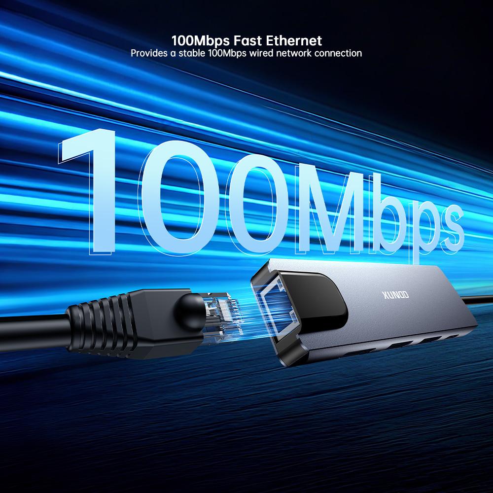 XUNDD XDDC-070 Multi-Port Adapter 5 in 1 USB-C Hub with 4K HD / Ethernet / PD Charging Ports