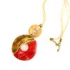 [L5138] - Long Necklace 'Kilimanjaro' Red Beige