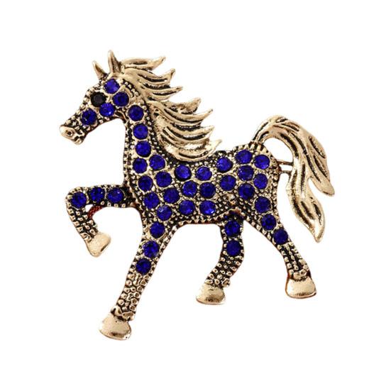 Yousheng Retro Horse Brooch Rhinestone Inlaid Horse Pin Zodiac Year Animal Brooch Men Women Suit Accessory for Handbag Clothes Decoration