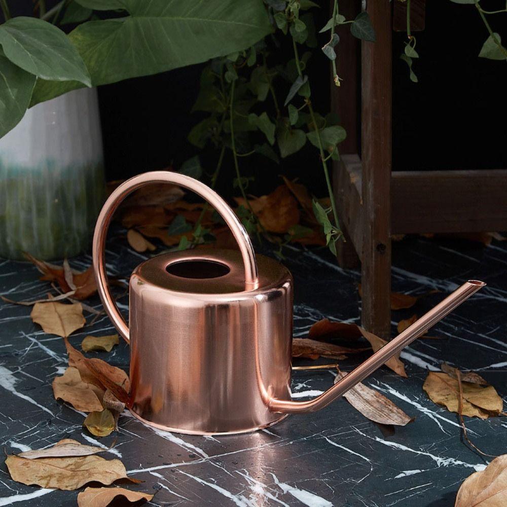 u Retro 1.3L Plant Sprinkler Kettle Stainless Steel Long Spout Watering Pot Leakproof Large Capacity Watering Can Garden Tool