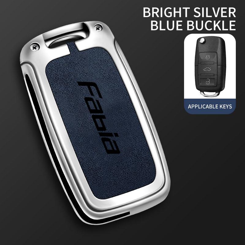 AAAJC1 Zinc Alloy Car Remote Control Key Case Cover Holder Shell Fob for Skoda FABIA Protection Key Chain Buckle Keyless Accessories