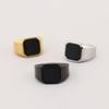 Мужское кольцо Bold Vintage Amber Stone Black Onyx из нержавеющей стали, квадратное, в стиле хип-хоп, готический, панк, байкерский аксессуар