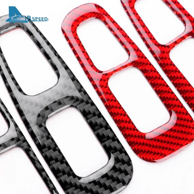 For Kia Stinger LHD RHD Real Soft Carbon Fiber Car Door Window Button Panel Trim Sticker Accessories