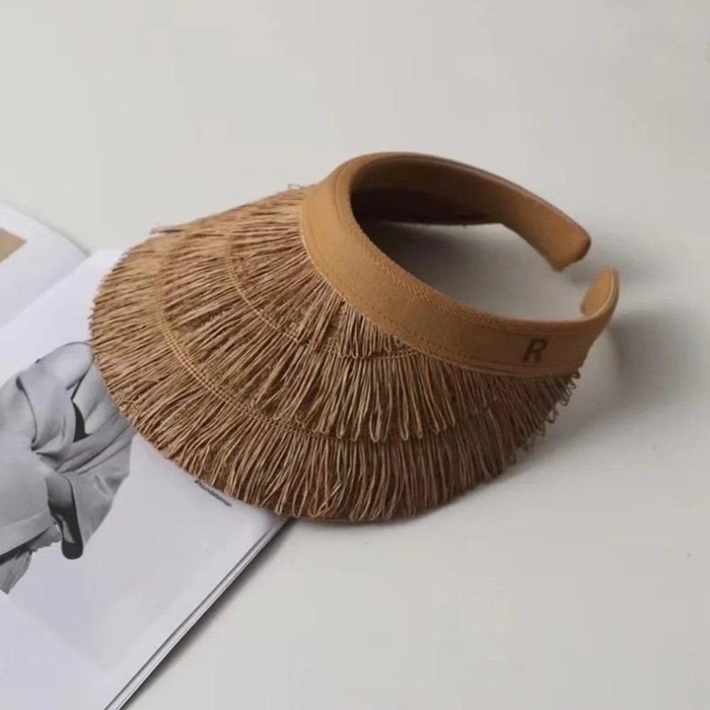 Fashion Tassel Design Straw Hats UV Protection Straw Braid Sunshade Cap Wide Brim Beach Sunhat Summer Outdoor Activities Use