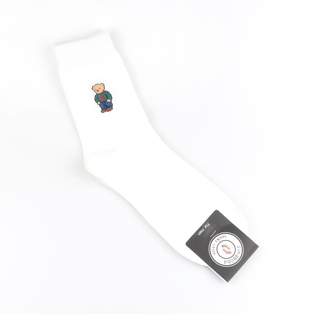 1 пара мужских носков с изображением мультяшного медведя в простом стиле, удобные дышащие носки до середины голени, спортивные модели Campus, хлопковые носки