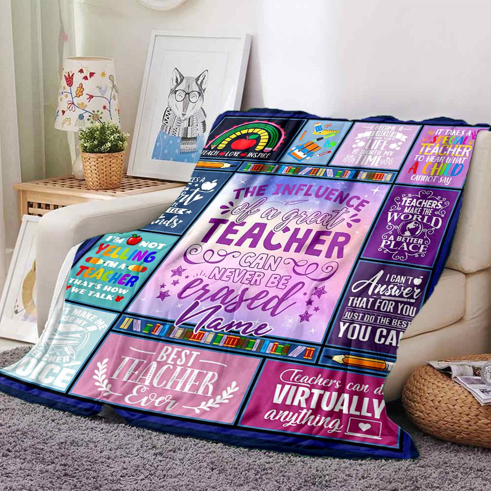 Great Teacher Appreciation Inspiring Quotes And Messages Cozy Customizable Blanket Customize Your Name Comfortable Texture Perfect For Sofa Couch
