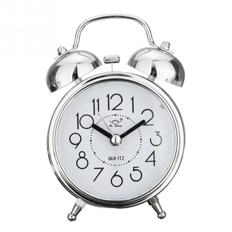 Alarm Clock Vintage Retro Silent Pointer Clocks Round Number Dual Bell Loud Alarm Clock Bedside Night Light Home Decors