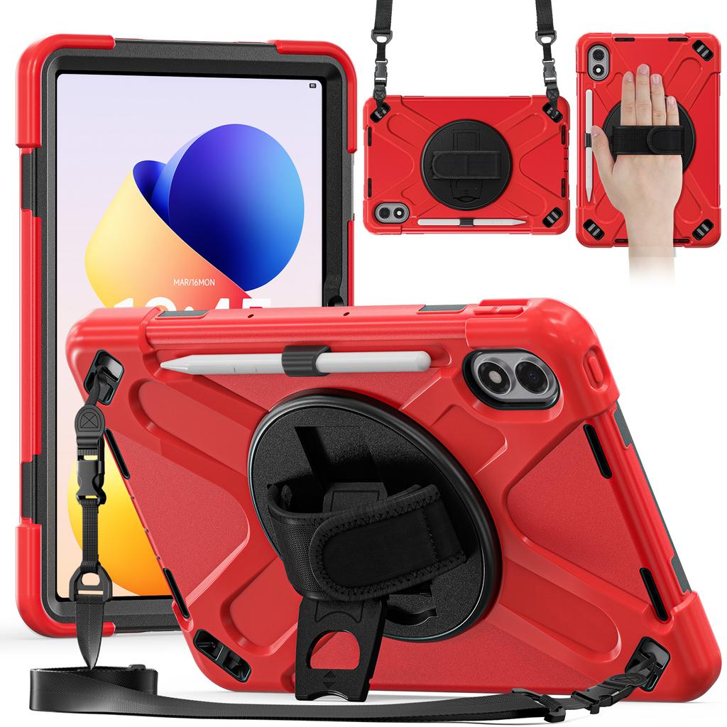 Rugged Case for Xiaomi Redmi Pad 2 Pro 2025 12.1" 25099RP13G 2509BRP2DG 360 Rotating Stand Heavy Duty Cover with Shoulder Strap