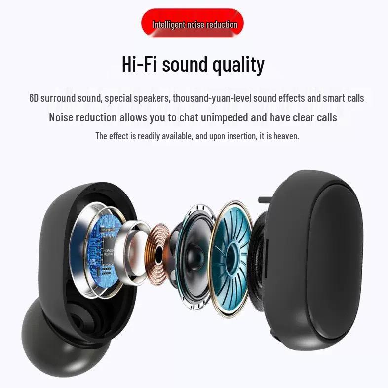 Bluetooth E6S Макаронные Мини-Спортивные Наушники с Цифровым Дисплеем и Долгим Сроком Работы от Батареи