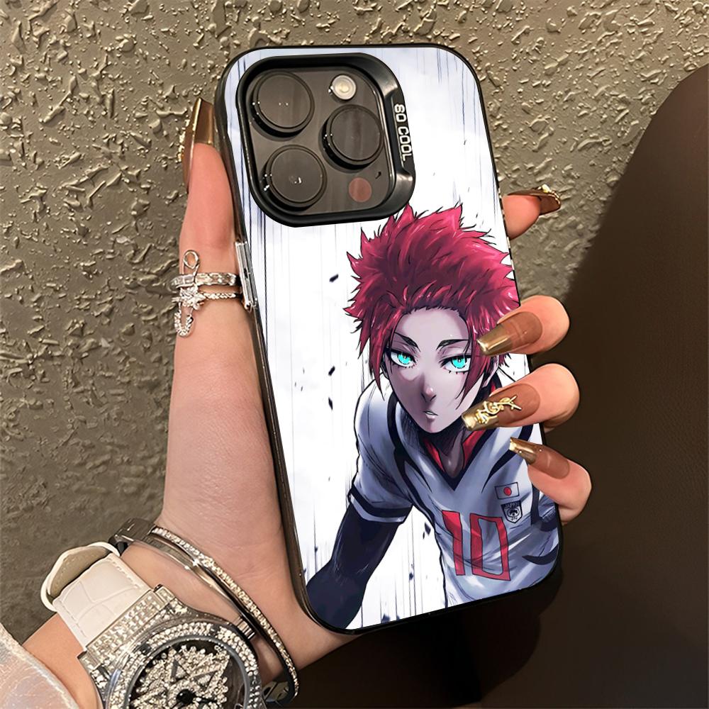 Itoshi Sae B-Blue L-Lock Phone Case For iPhone 16,15,14,13,12,11,Pro,Max,Plus,Mini,XS,SE Anti Fall Black Matte Hard Bumper