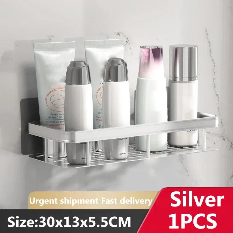 Настенное крепление для ванной комнаты, держатель для хранения шампуня и макияжа, аксессуары для ванной комнаты, настенная полка без сверления, держатель для душа для туалета