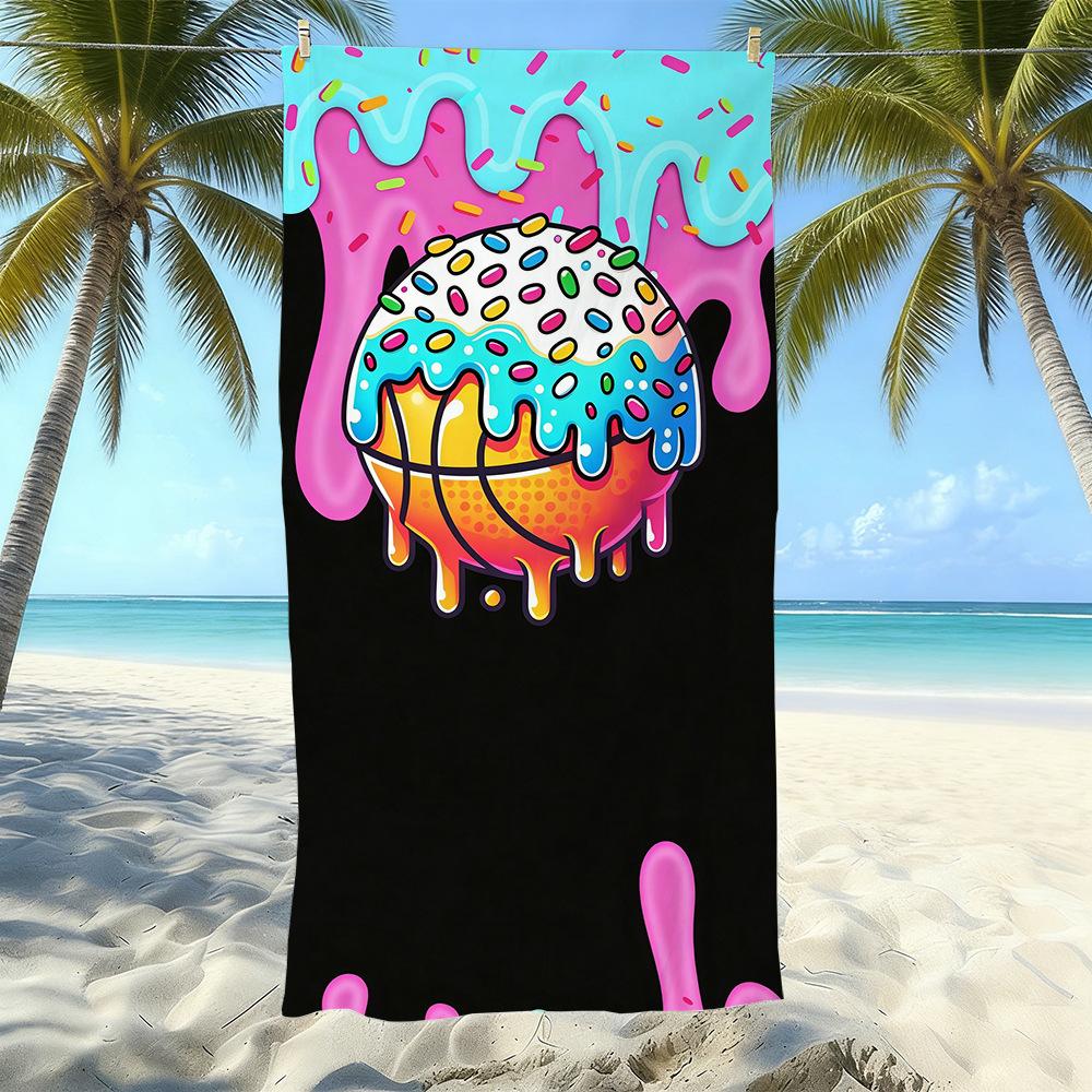 Ice Cream Printed Organic Microfiber Beach Towels Quick-drying Absorbent Novelty Pattern for Adults Children Beach Swimming Use