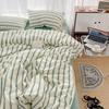Japanese & Korean Bloggers' Minimalist Striped Cotton Bedroom Set - Single/Double Student Dormitory 3-Piece Bedding