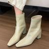 Модные женские ботильоны с квадратным носком, массивные кожаные туфли, зима 2025, новые готические ботинки челси, ретро-модные туфли-лодочки, элегантные женские ботинки